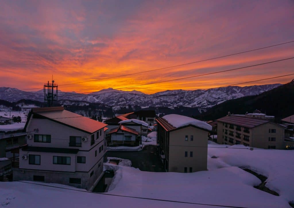 sunset at nozawa onsen