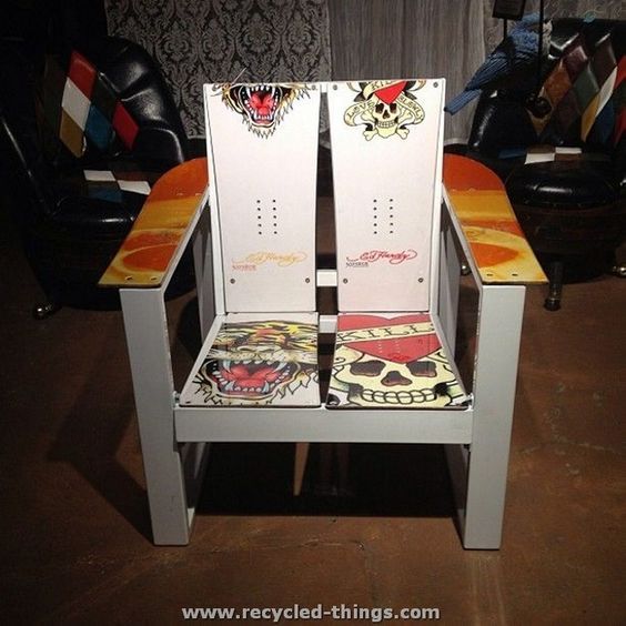 Chair made from snowboards