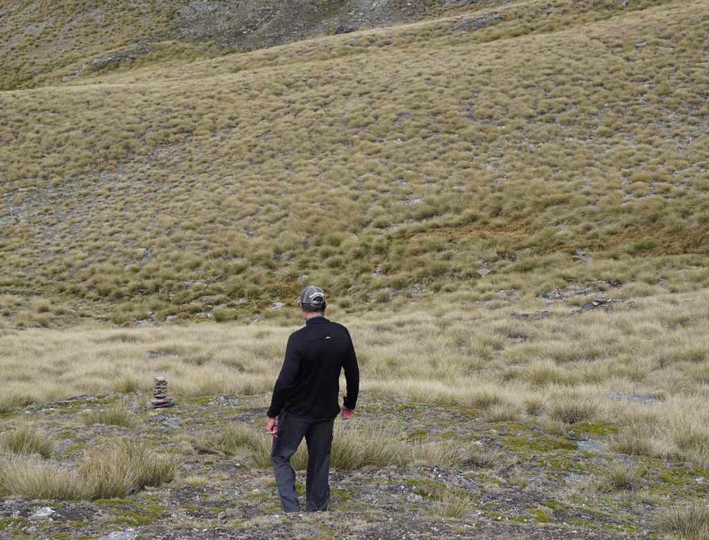 LOOK OUT FOR THE PINK PAINTED CAIRNS. ALTHOUGH THE ONE TO MY LEFT IS OBVIOUS, NOTE THE ONE OFF TO THE RIGHT TOO.