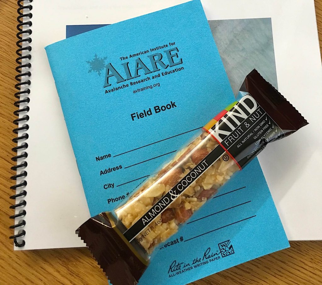 FIELD BOOK TO STORE PLANS AND DATA. ALSO A FRUIT & NUT BAR - ALWAYS HANDY TO HAVE.