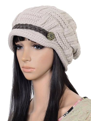 Winter Beanie Cabled Checker Pattern